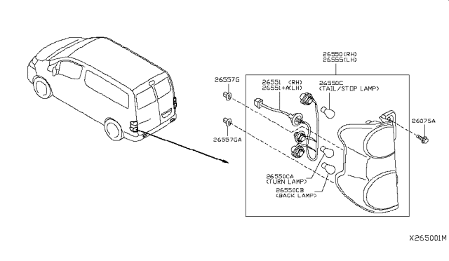 2017 Nissan NV200 Compact cargo Rear Combination Lamp Diagram 2
