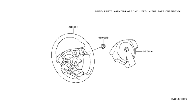 2015 Nissan NV Air Bag Driver Side Module Assembly Diagram for 98510-3LM8A