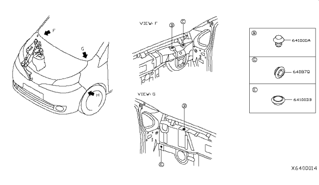 2014 Nissan NV200 Compact cargo Hood Ledge & Fitting Diagram 4