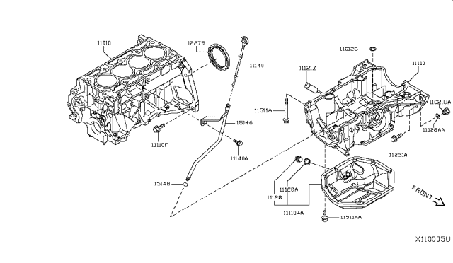 2017 Nissan NV200 Compact cargo Cylinder Block & Oil Pan Diagram 5