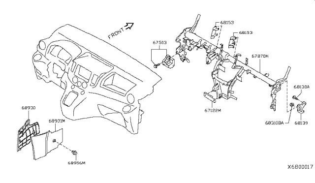 2014 Nissan NV Instrument Panel,Pad & Cluster Lid Diagram 2