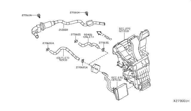 2015 Nissan NV Thermostat Assembly Diagram for 21200-ET00A
