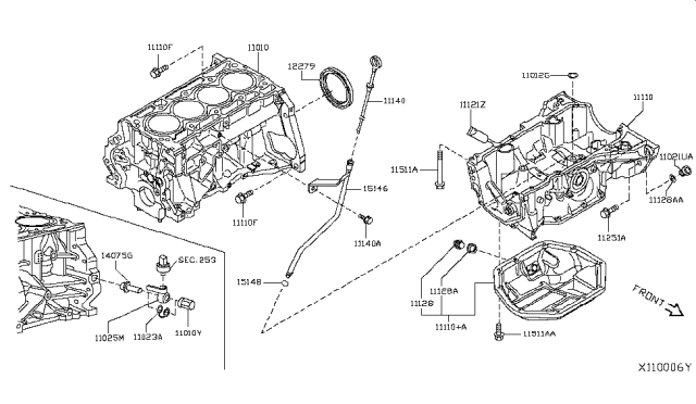 2017 Nissan NV200 Compact cargo Cylinder Block & Oil Pan Diagram 6