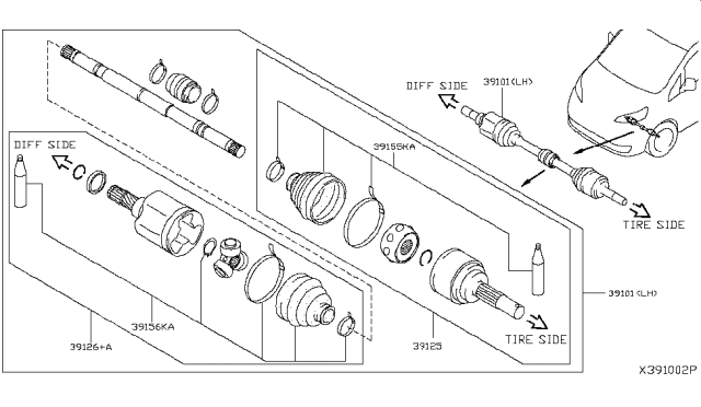 2017 Nissan NV200 Compact cargo Front Drive Shaft (FF) Diagram 1