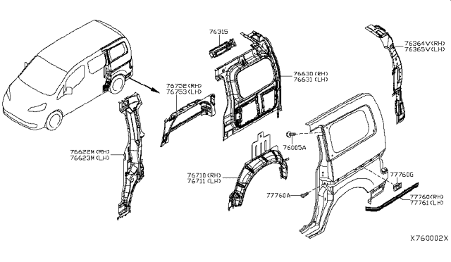 2019 Nissan NV Wheel Hose Rear RH Diagram for G6710-3LMMC