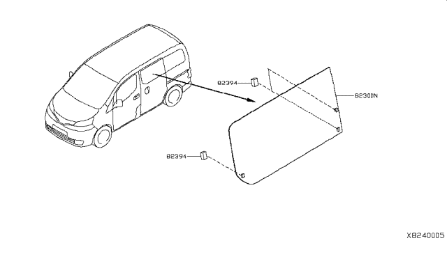 2015 Nissan NV Slide Door Window Diagram