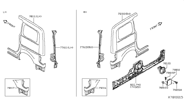 2015 Nissan NV Extension Rear Fender LH Diagram for G8117-3LMMC