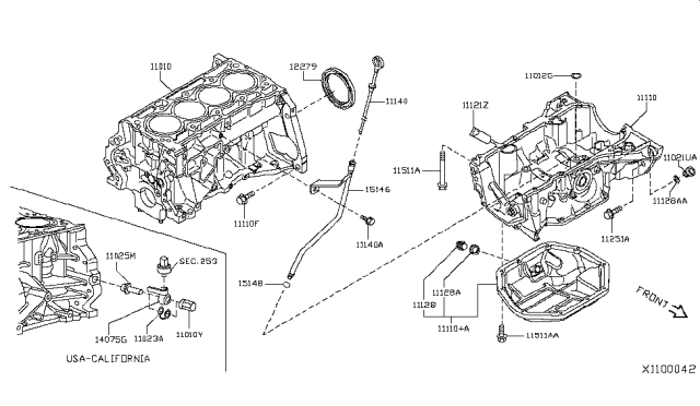 2015 Nissan NV Cylinder Block & Oil Pan Diagram 4