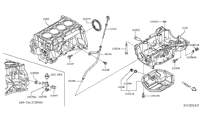 2014 Nissan NV Cylinder Block & Oil Pan Diagram 4