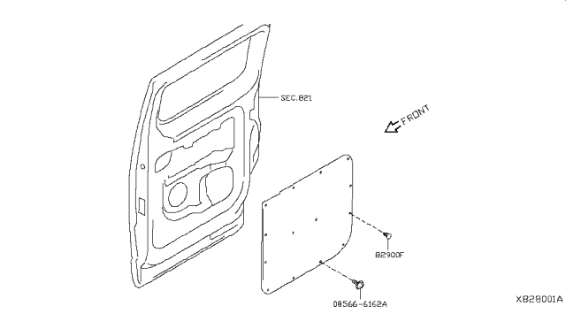 2018 Nissan NV Rear Door Trimming Diagram