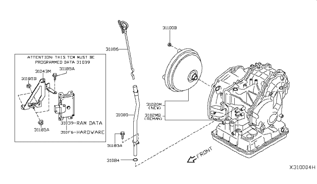 2014 Nissan NV Hardware Unit-Transmission Control Diagram for 310F6-1VA3A