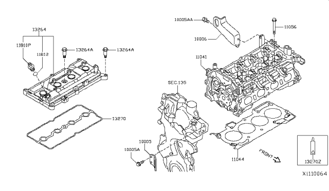2018 Nissan NV Cylinder Head Diagram for 11040-ZJ81B