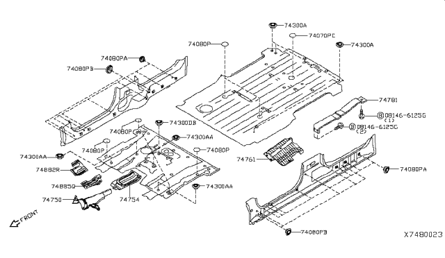 2016 Nissan NV Plug-Front Floor Diagram for 64890-VN20A