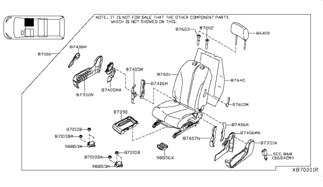 2015 Nissan NV Seat Assembly-Front, RH Diagram for 87000-3LM0A