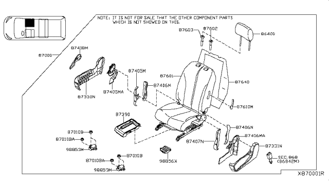 2014 Nissan NV200 Compact cargo Front Seat Diagram 2