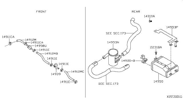 2014 Nissan NV200 Compact cargo Engine Control Vacuum Piping Diagram 2
