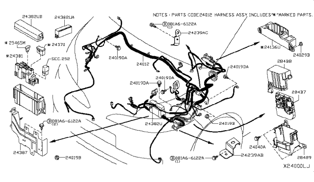 2017 Nissan NV Harness-Engine Room Diagram for 24012-4AJ0B