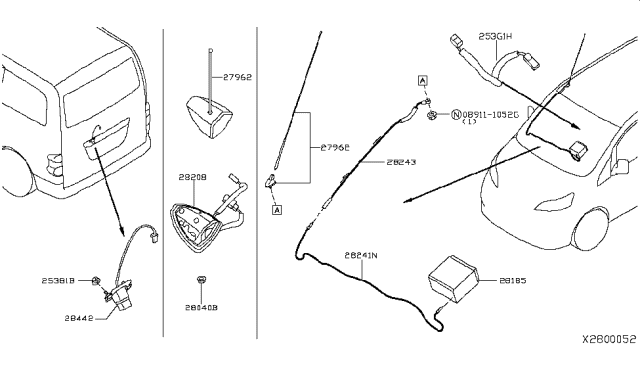 2018 Nissan NV Camera Assy-Back View Diagram for 28442-JX01A