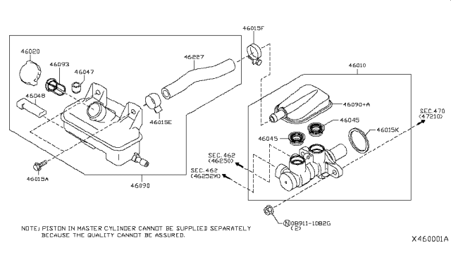 2017 Nissan NV200 Compact cargo Brake Master Cylinder Diagram 1
