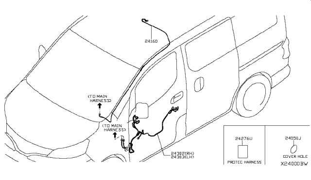 2015 Nissan NV Harness-Room Lamp Diagram for 24167-3LM0A
