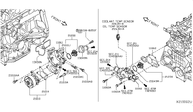 2016 Nissan NV Water Pump, Cooling Fan & Thermostat Diagram 2
