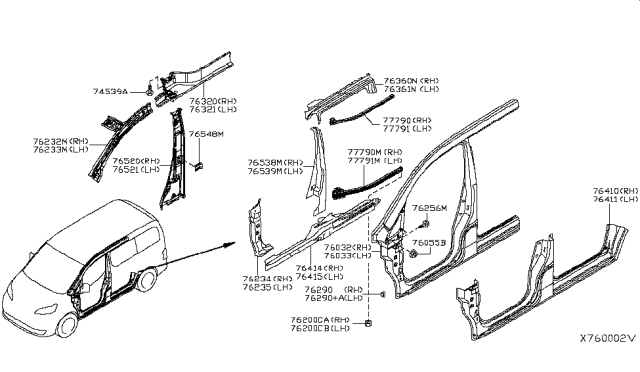 2017 Nissan NV Rail-Side Roof RH Diagram for G6330-9SEMA