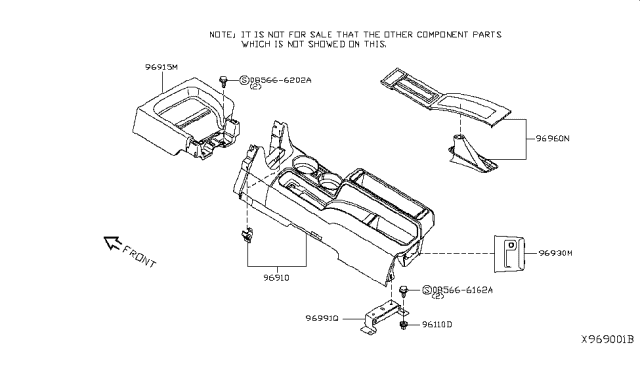 2019 Nissan NV Finisher-Console Box Diagram for 96930-3LM1A