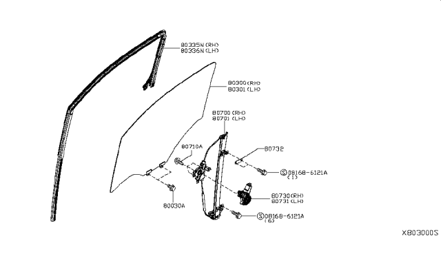 2014 Nissan NV200 Compact cargo Front Door Window & Regulator Diagram 2