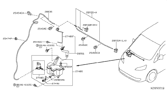 2017 Nissan NV200 Compact cargo Windshield Washer Diagram 1