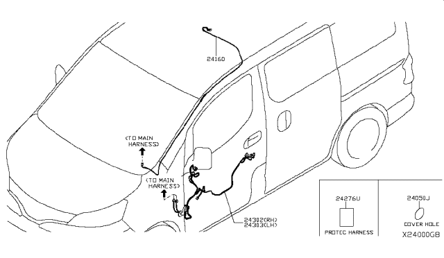 2018 Nissan NV Harness Assembly - Room Lamp Diagram for 24167-9SF0A