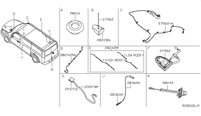 2019 Nissan NV Antenna Diagram for 28206-9JJ0A