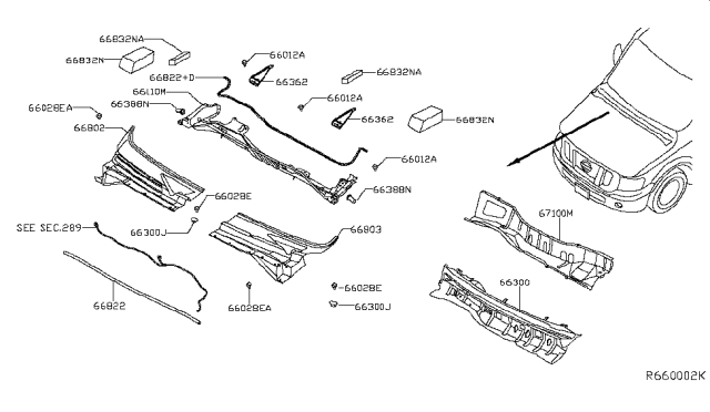 2017 Nissan NV Seal-Cowl Top Diagram for 66832-1PA5A