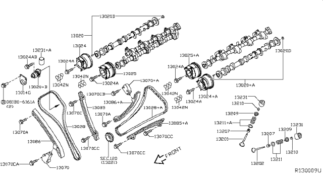 2019 Nissan NV SPROCKET-CAMSHAFT Exhaust Diagram for 13025-EZ30D