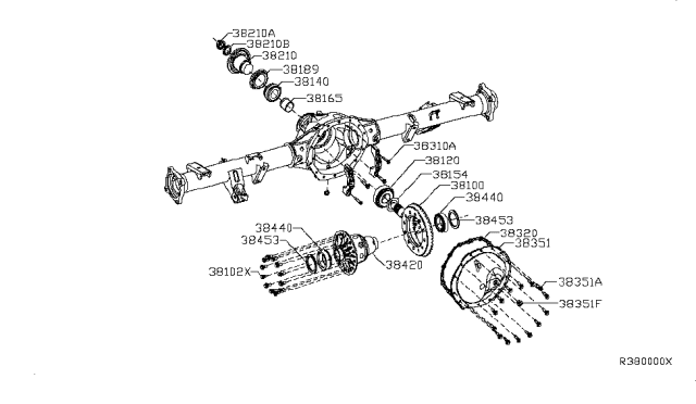 2019 Nissan NV Case Complete Differential Diagram for 38420-1PA0A
