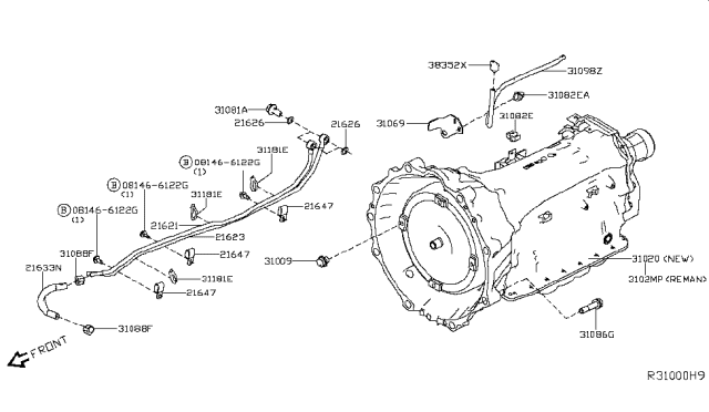 2018 Nissan NV Reman Automatic Transmission Assembly Diagram for 310CM-X049ERE