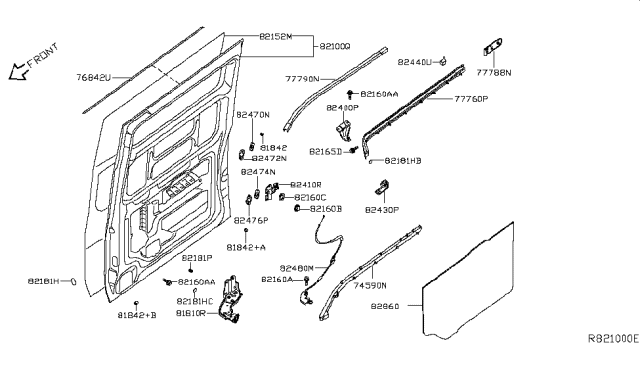 2012 Nissan NV 3500 Slide Door Panel & Fitting Diagram