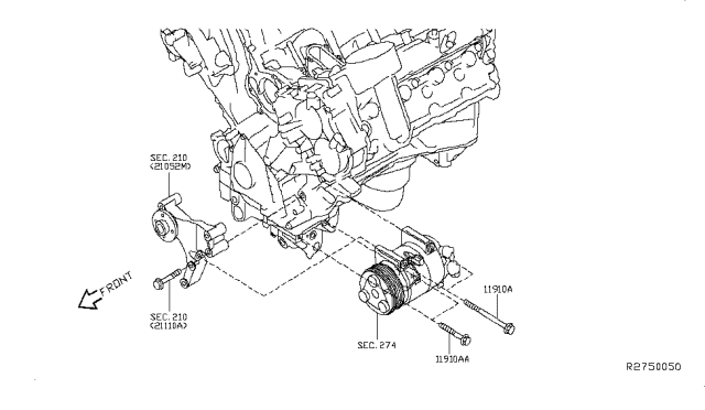 2017 Nissan NV 3500 Compressor Mounting & Fitting Diagram 2