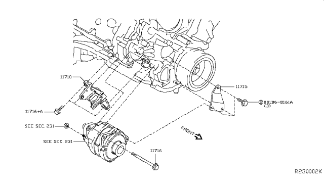 2017 Nissan NV Bar-Adjusting,Alternator Diagram for 11715-EZ30B