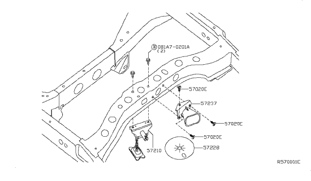 2018 Nissan NV Protector Spare Wheel Carrier Diagram for 57228-1PA0A