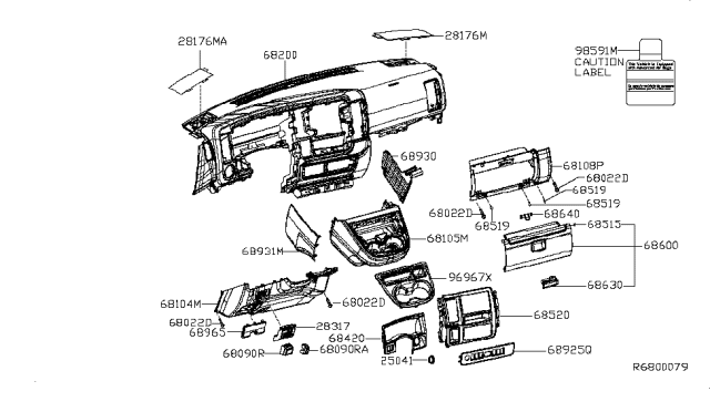 2016 Nissan NV Instrument Panel,Pad & Cluster Lid Diagram 2