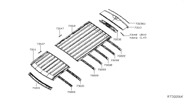 2015 Nissan NV Roof Diagram for 73112-1PA0A