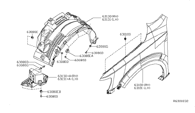 2019 Nissan NV Front Fender & Fitting Diagram