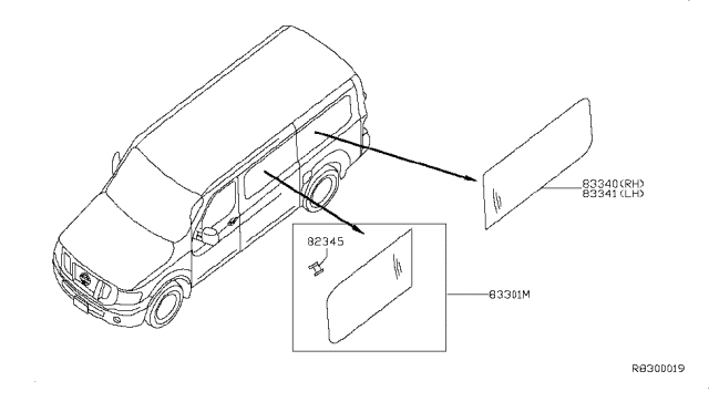 2015 Nissan NV Side Window Diagram 1