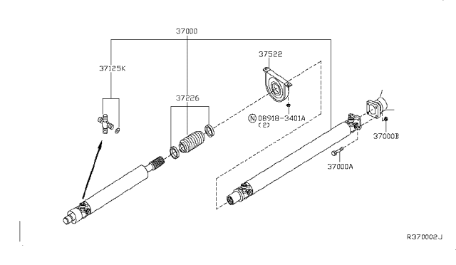 2019 Nissan NV Shaft Assembly-PROPELLER Diagram for 37000-1PE0A
