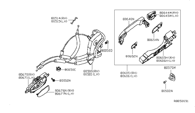 2016 Nissan NV Front Door Lock & Handle Diagram 2