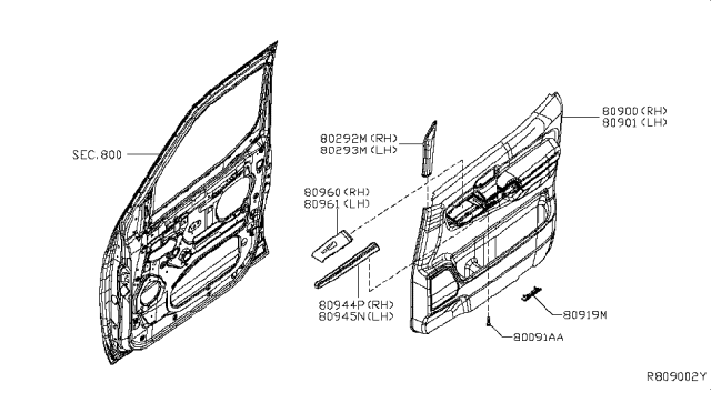 2014 Nissan NV Front Door Trimming Diagram 2