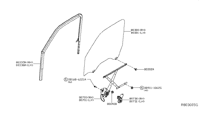 2018 Nissan NV Front Door Window & Regulator Diagram 2