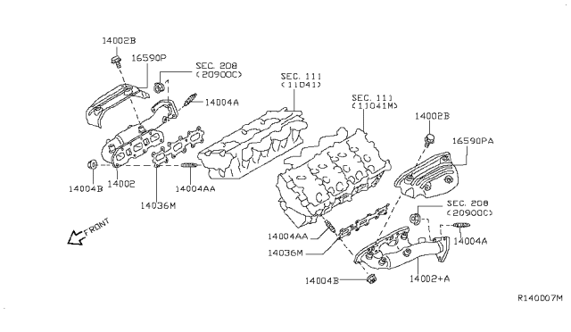 2016 Nissan NV Exhaust Manifold Diagram for 14002-EA21A