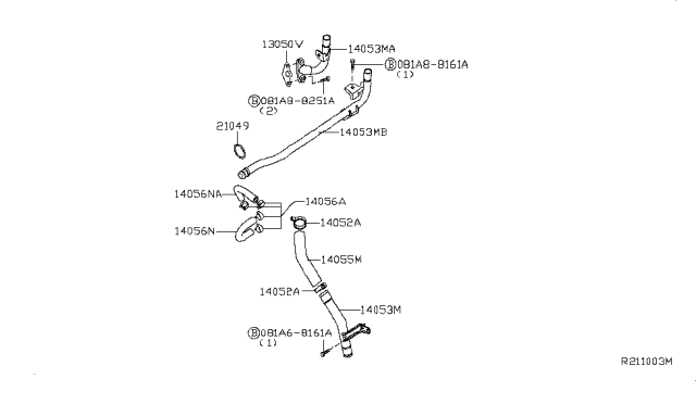 2017 Nissan NV 3500 Water Hose & Piping Diagram 1
