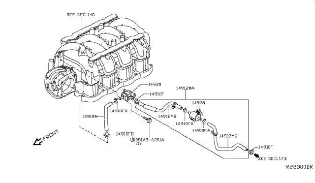 2018 Nissan NV Hose-Fuel Evaporation Control Diagram for 14912-9JJ0A